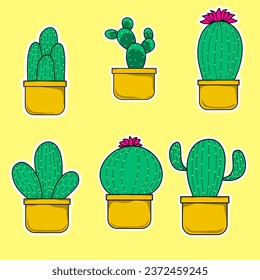 collection of cactus vector illustrations. can be used for stickers