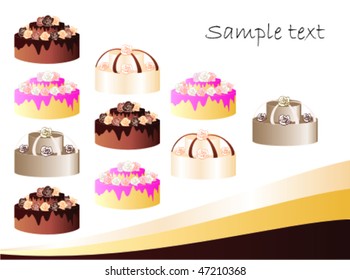 Collection of cakes on white