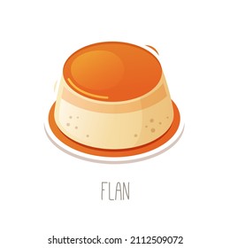 Collection of cakes, pies and desserts for all letters of alphabet. Letter F - flan. Isolated vector illustration