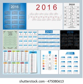 COLLECTION CALENDAR 2016 STICKER TEMPLATE RAINBOW RIBBON EFFECT  FOR WEB