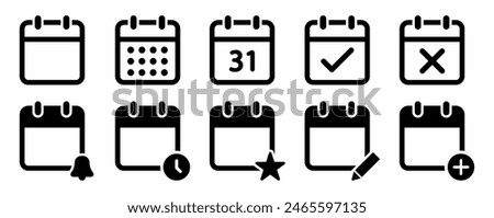 Collection of calendar icons. Set of calendar symbols - stock vector.