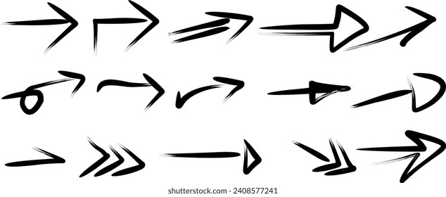 collection of calligraphic black arrows