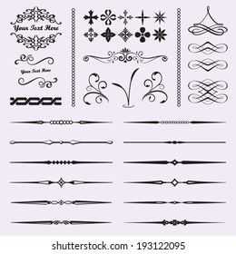 Collection of calligraphic and decorative design patterns, embellishments in vector format. 