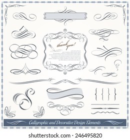 Collection of calligraphic and decorative design patterns, embellishments in vector format. 