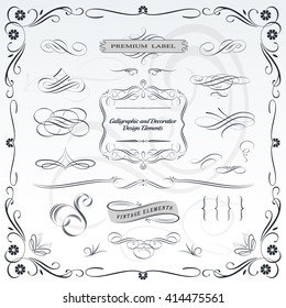 Collection of calligraphic and decorative design patterns, embellishments in vector format. 