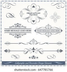 Collection of calligraphic and decorative design patterns, embellishments in vector format. 