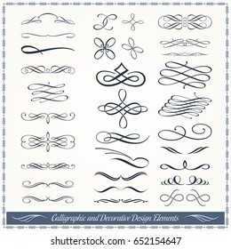 Collection of calligraphic and decorative design patterns, embellishments in vector format. 