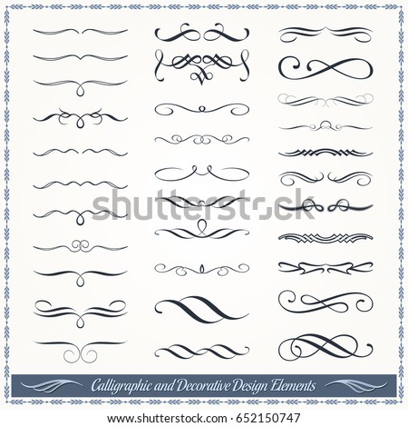 Collection of calligraphic and decorative design patterns, embellishments in vector format.  商業照片 © 