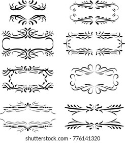 Collection of calligraphic frames and vintage border elements/header and footer calligraphic designs