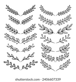Collection of calligraphic hand drawn elegant vintage ornament elements vector template