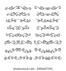 Collection of calligraphic hand drawn elegant vintage ornament elements vector template