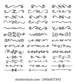 Collection of calligraphic hand drawn elegant vintage ornament elements vector template