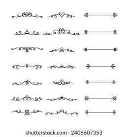 Collection of calligraphic hand drawn elegant vintage ornament elements vector template