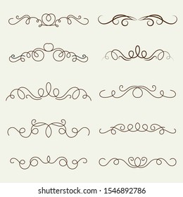 Collection of calligraphic wedding ornament vector

