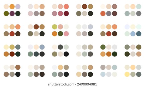 Collection of calming or neutral colour palettes. Seamless pattern with colorful circles. Vector illustration