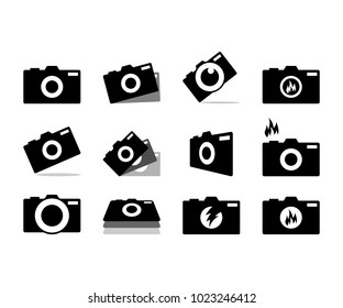 Collection of camera photography silhouette template vector set