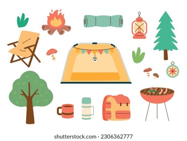 Supplies For Camping Vector Vector Art & Graphics