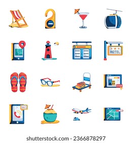 Collection of Camping Flat Icons 

