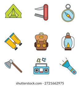 Colección de la Ilustración vectorial del icono del camping