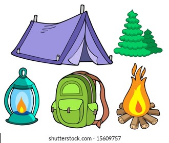 Kollektion von Campingbildern - Vektorgrafik.