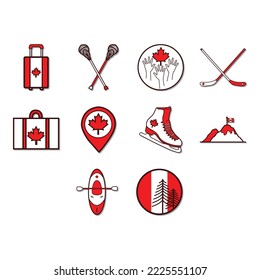 collection of canada day icon vector