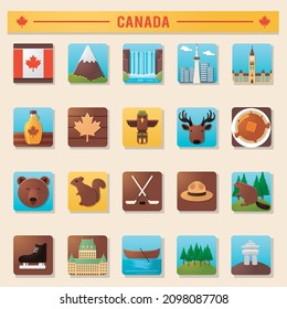 Collection of canada icons. vector