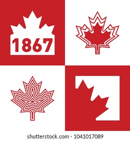 A collection of Canadian vector maple leaves.