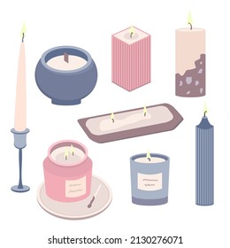 collection of candles in pastel colors