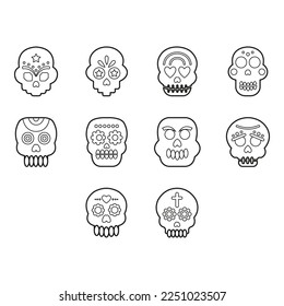 collection of candy skull icon vector