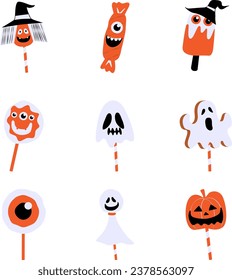 Collection candy spooky cute vector