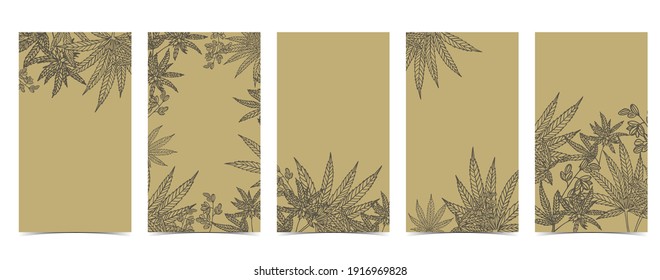 Collection of cannabis background set with green.Editable vector illustration for website, invitation,postcard and sticker