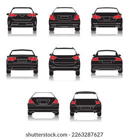 collection of car back icon vector