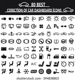 Collection of Car Dashboard icons on the white background