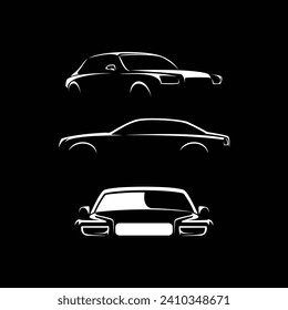 Collection of car logo icons. Vehicle emblems. Silhouette symbols, vector illustrations.