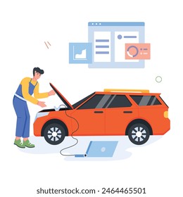 Collection of Car Service Flat Illustrations 

