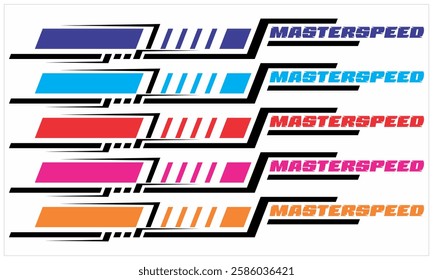 Collection of CAR SPEED text and colorful variation lines, cool modification concepts, sticker printing material designs.