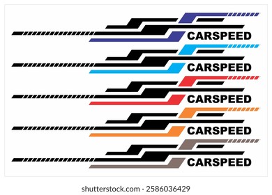 Collection of  CAR SPEED text and colorful variation lines, modern concept, sticker printing material design.