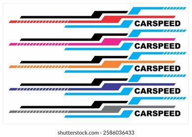 Collection of  CAR SPEED text and colorful variation lines, cool concept, sticker printing material design.