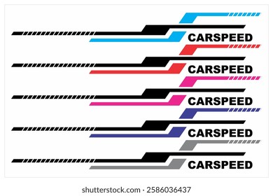 Collection of CAR SPEED text and cool colorful variation lines, sticker printing material design.