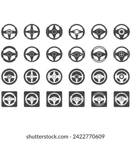 Collection of car steering wheel logo vector illustrations