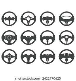 Collection of car steering wheel logo vector illustrations