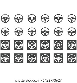 Collection of car steering wheel logo vector illustrations