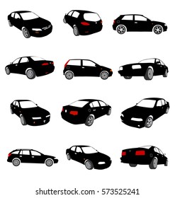 Collection of car vector silhouettes