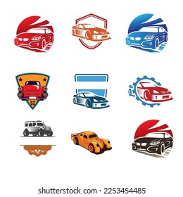 Eine Kollektion von Autovektoren, bestehend aus Jeeps 4WD 4X4, VW-Kombi, Lastkraftwagen, Pick-ups, Rennen, Sedans, Minibussen und anderen