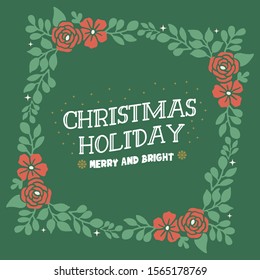 Collection of card christmas holiday, with nature green leafy flower frame element. Vector
