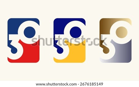Collection of Card Design Number Anniversary 30th, 30th Happy Anniversary with Rectangle or Square shape in multiple colour variation.