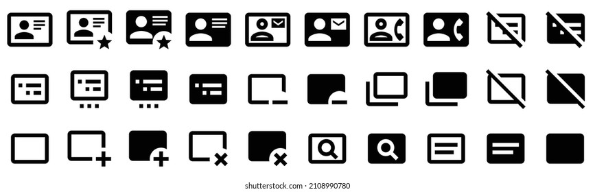 Colección de iconos de la tarjeta. Conjunto de iconos plano negro aislado en fondo blanco