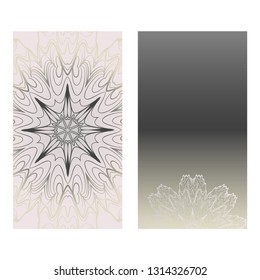 Collection Card With Relax Mandala Design. For Mobile Website, Posters, Online Shopping, Promotional Material. Grey color.