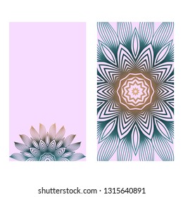 Collection Card With Relax Mandala Design. For Mobile Website, Posters, Online Shopping, Promotional Material. Romantic color.