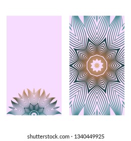 Collection Card With Relax Mandala Design. For Mobile Website, Posters, Online Shopping, Promotional Material. Romantic color.